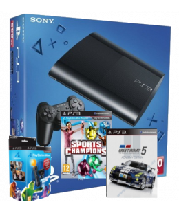 Игровая приставка Sony Playstation 3 Super Slim 500Gb Bundle (GT5, Sports Champions 2+ Move Starter Pack)